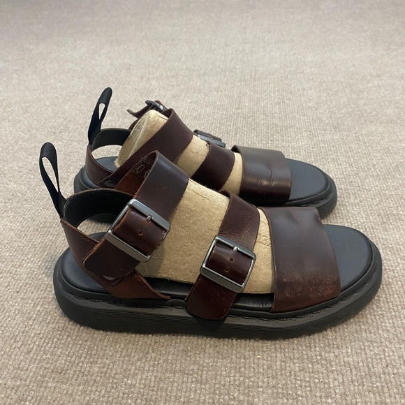 Dr. Martens Other - Dr. Martens Gryphon Sandals Mens Size 8 Brown Leather Slide Buckle Gladiator